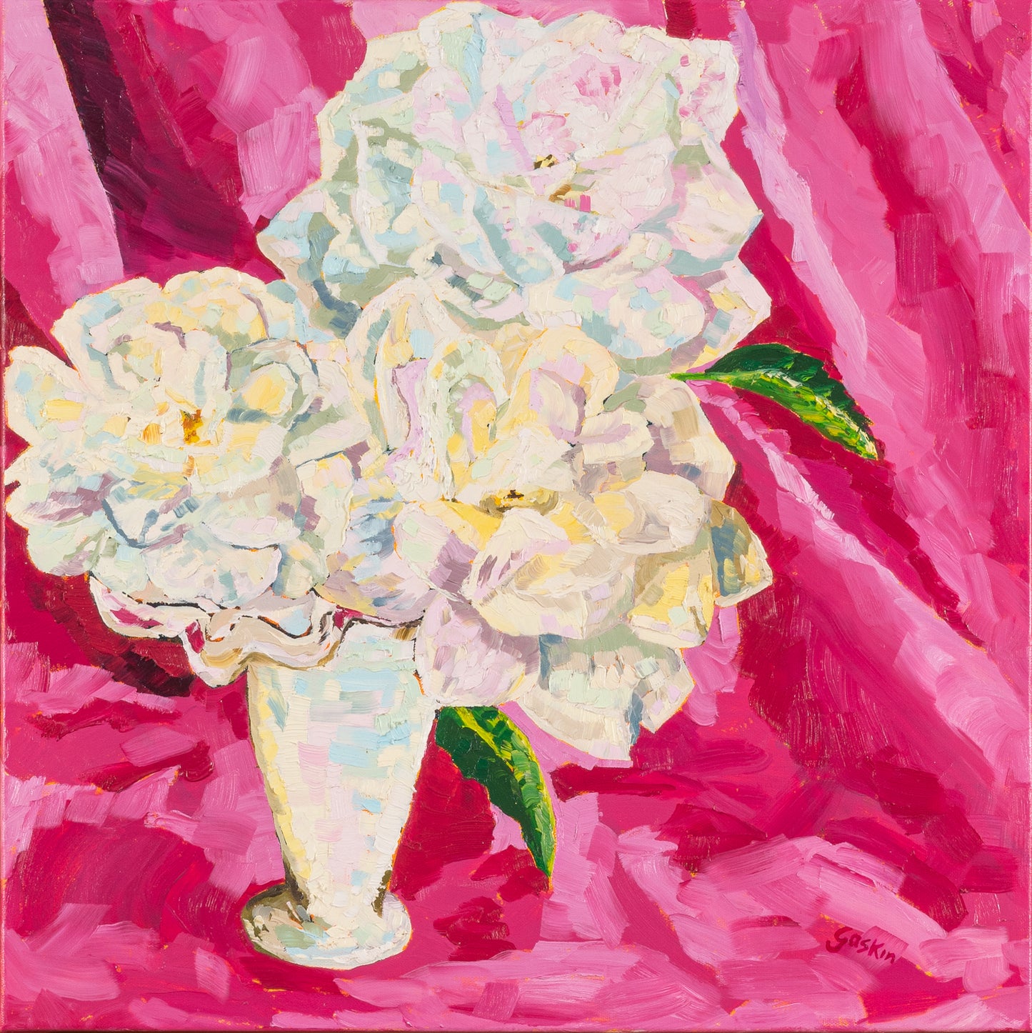 White Roses with Pink Velvet
