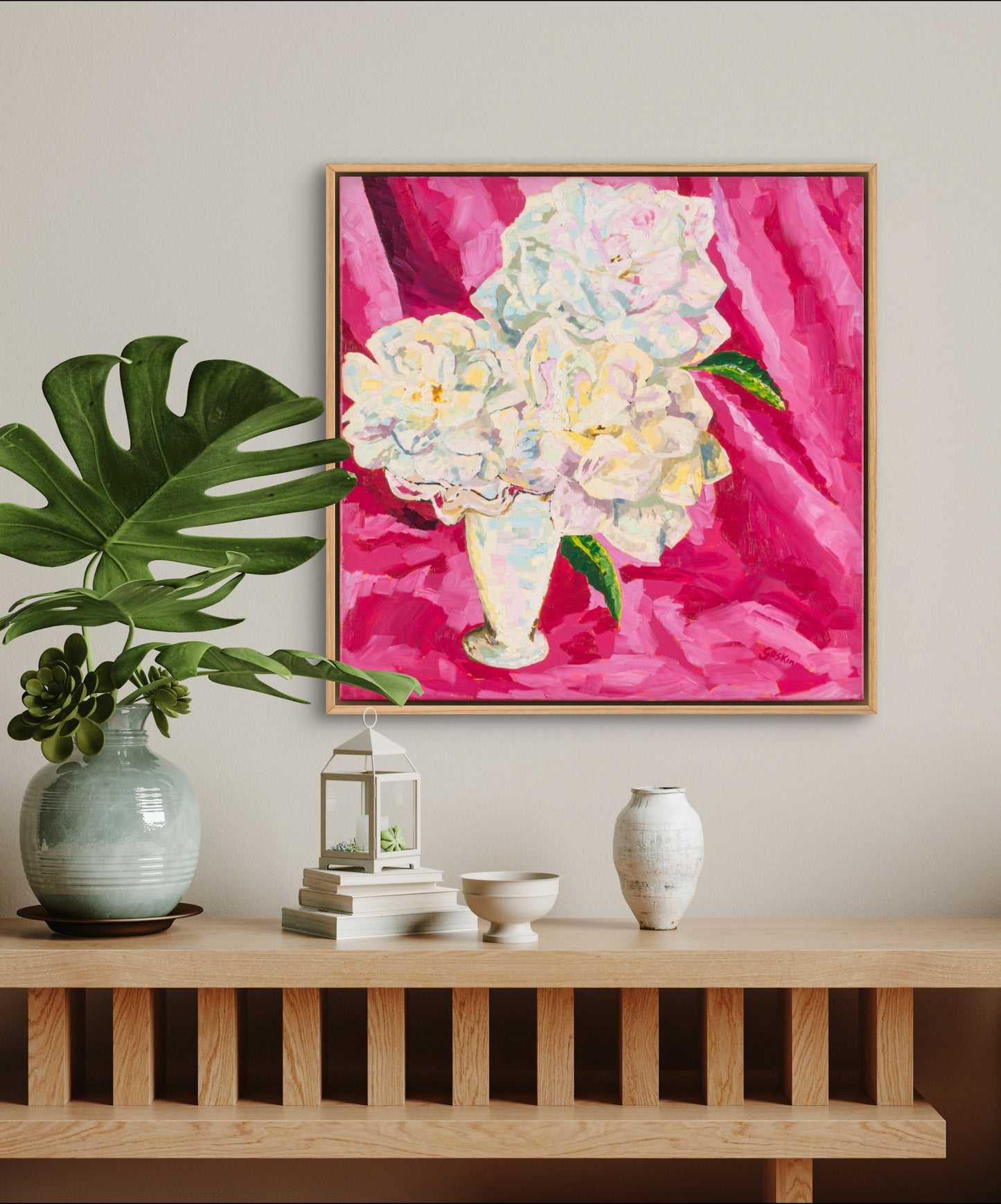 White Roses with Pink Velvet