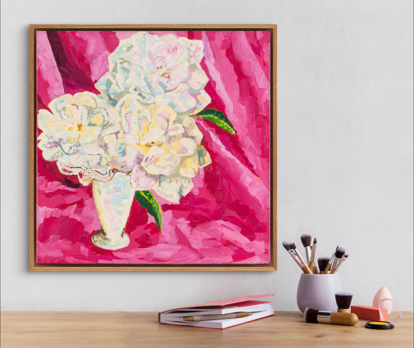 White Roses with Pink Velvet
