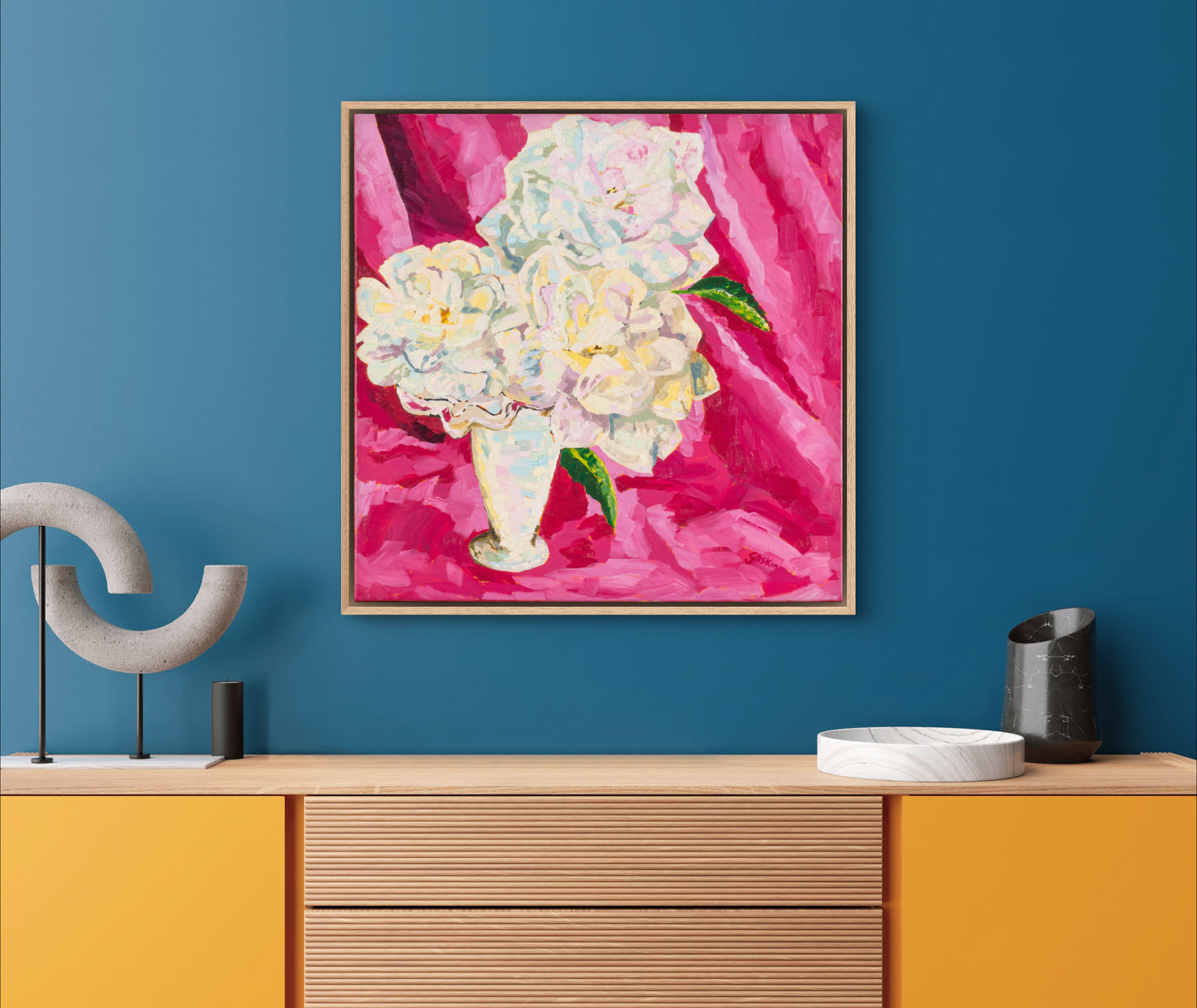 White Roses with Pink Velvet