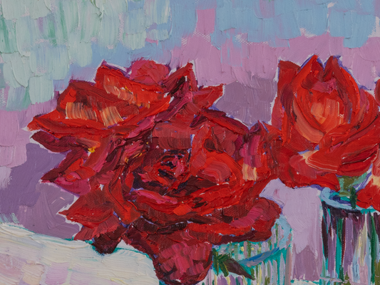 Roses in a U-Shaped Vase