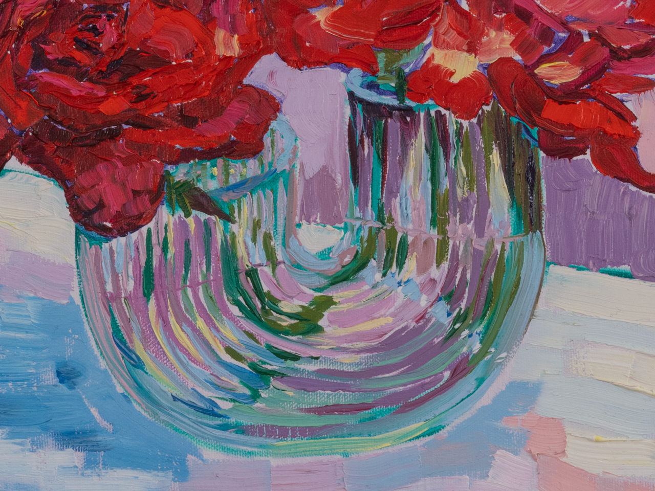 Roses in a U-Shaped Vase