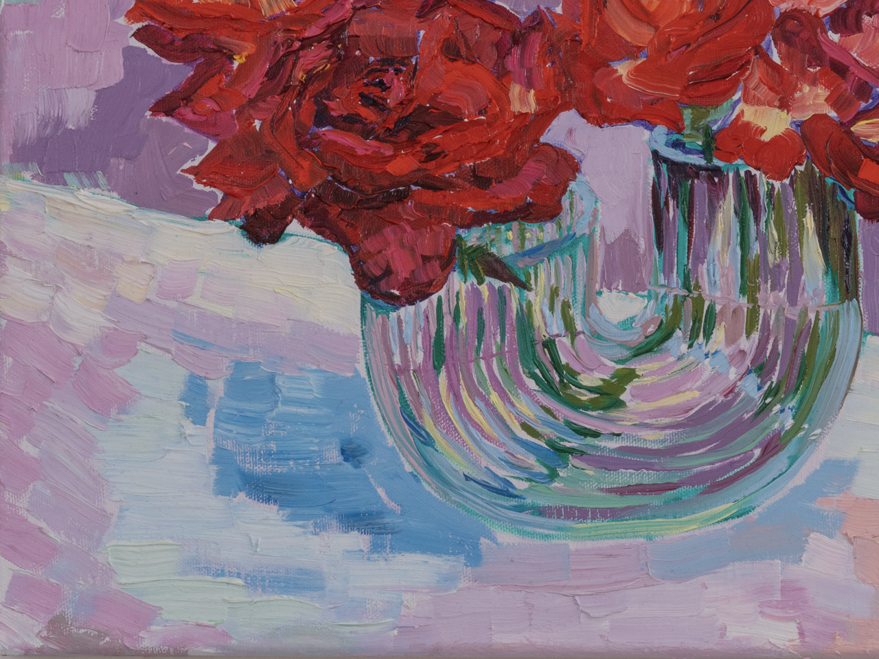 Roses in a U-Shaped Vase