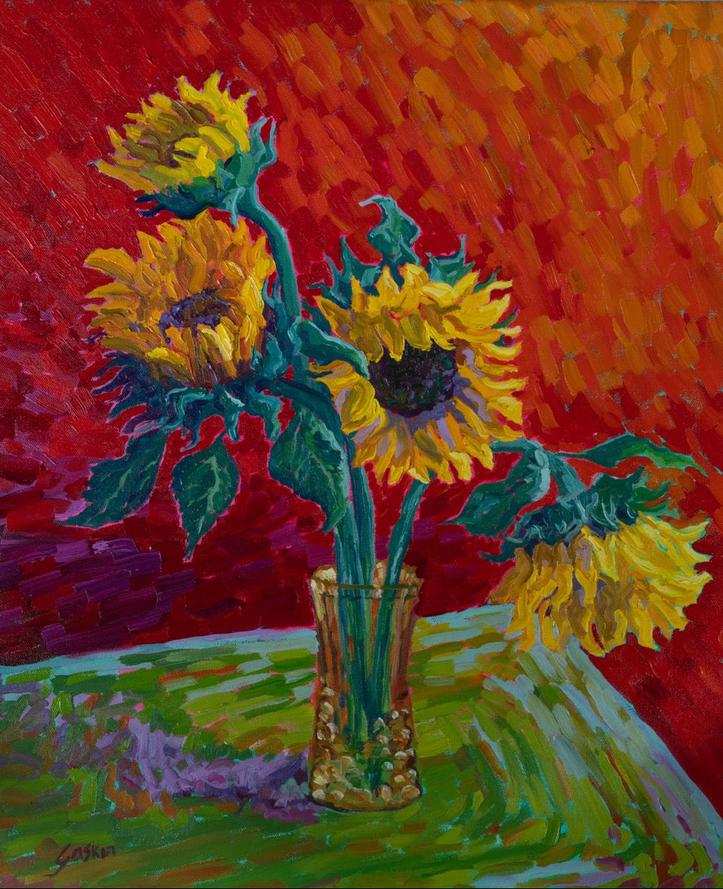 Sunflowers on Red