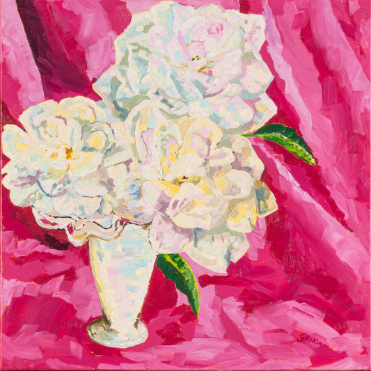 White Roses with Pink Velvet