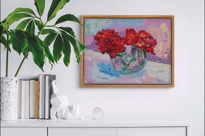 Roses in a U-Shaped Vase