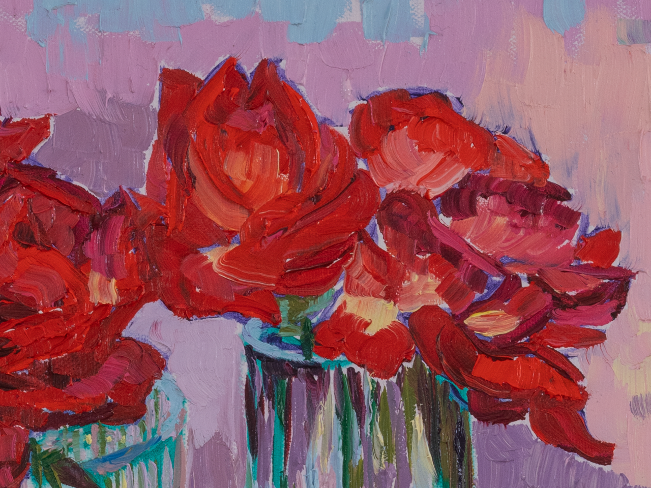 Roses in a U-Shaped Vase